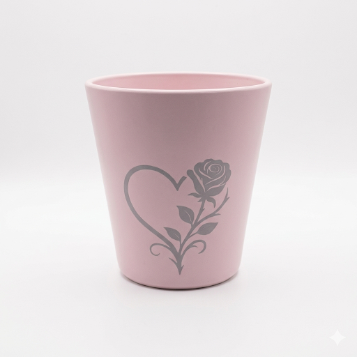 Blumentopf mit Motiv Herzrose